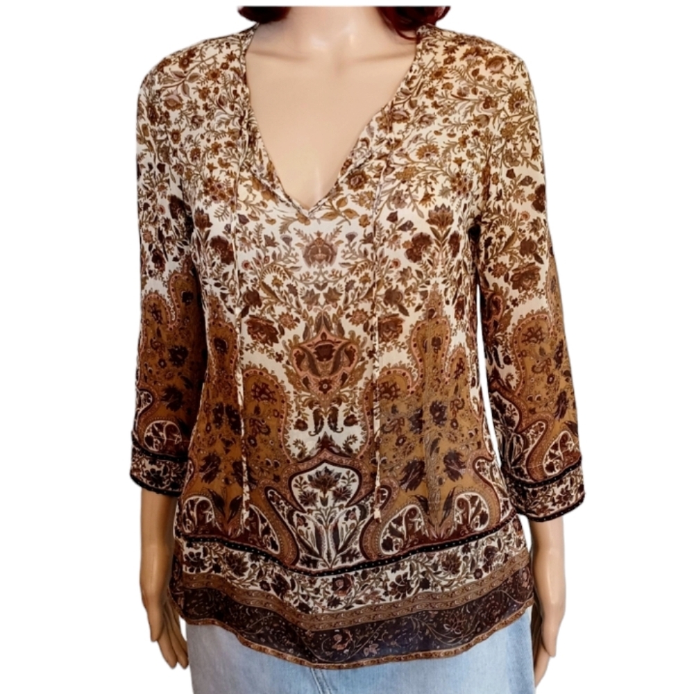 Harold's Silk Boho Vintage Top - Size Small